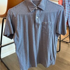 Vineyard Vines Striped Polo Shirt - Blue